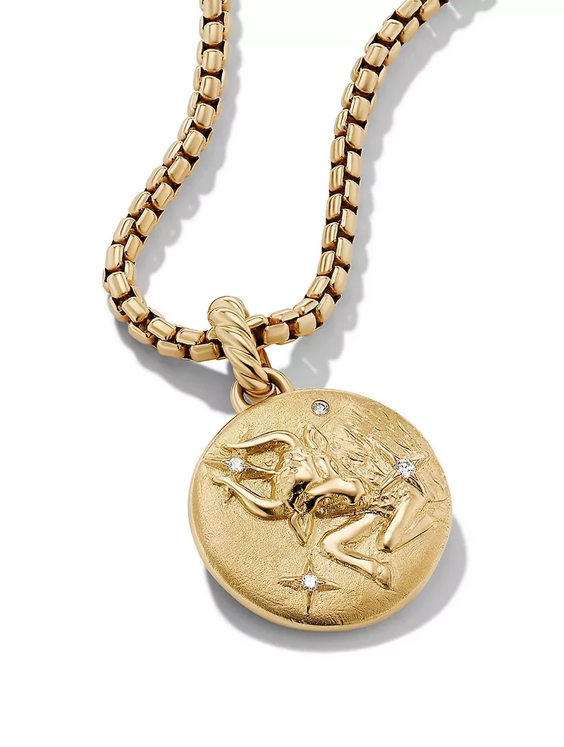 Taurus Amulet In 18k Yellow Gold With Diamonds