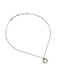 Crossover Pendant Necklace In Sterling Silver With 14k Yellow Gold, 28mm