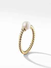 Petite Solari Station Ring 18k Yellow Gold With Pearl And Pavé Diamonds