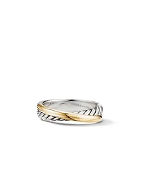 Crossover Band Ring Sterling Silver With 18k Yellow Gold