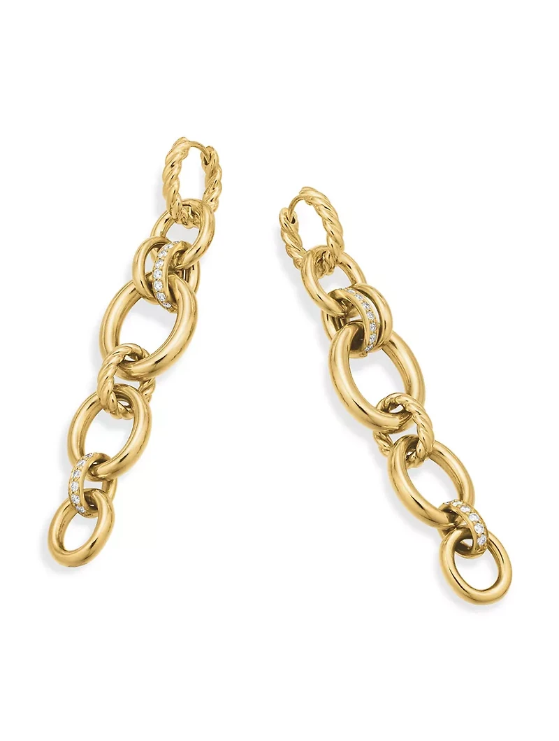 Dy Mercer® Linked Drop Earrings In 18k Yellow Gold With Diamonds, 68mm