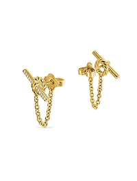 Dy Mercer® Petite Toggle Chain Stud Earrings In 18k Yellow Gold With Diamonds, 38.2mm