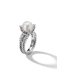 Cable Collectibles® Pearl Ring Sterling Silver With Diamonds