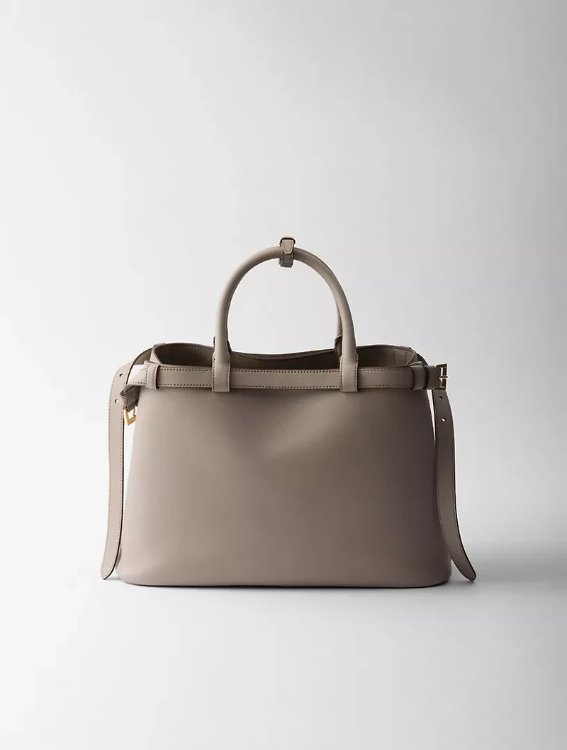 Prada Buckle Medium Leather Handbag With Double Belt