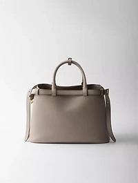 Prada Buckle Medium Leather Handbag With Double Belt