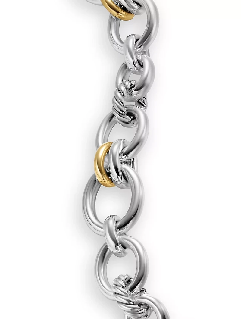 Dy Mercer® Chain Bracelet Sterling Silver With 18k Yellow Gold And Diamonds, 8mm