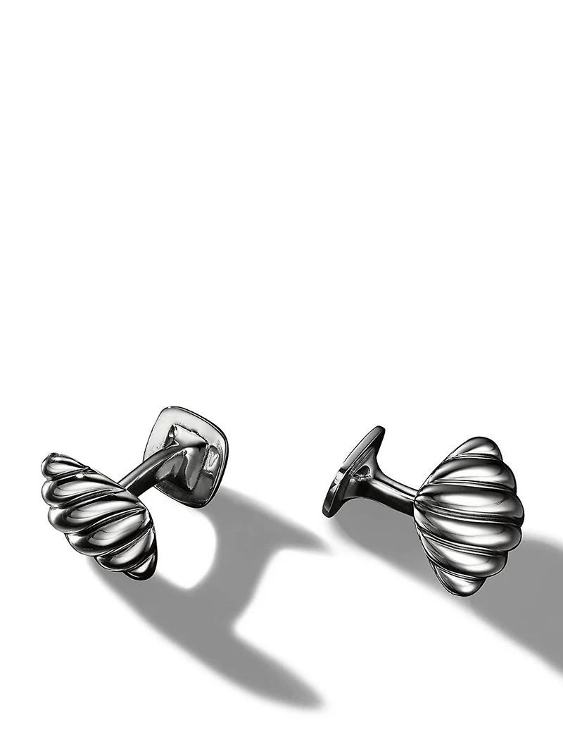 Sculpted Cable Cushion Cufflinks In Sterling Silver