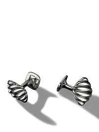 Sculpted Cable Cushion Cufflinks In Sterling Silver