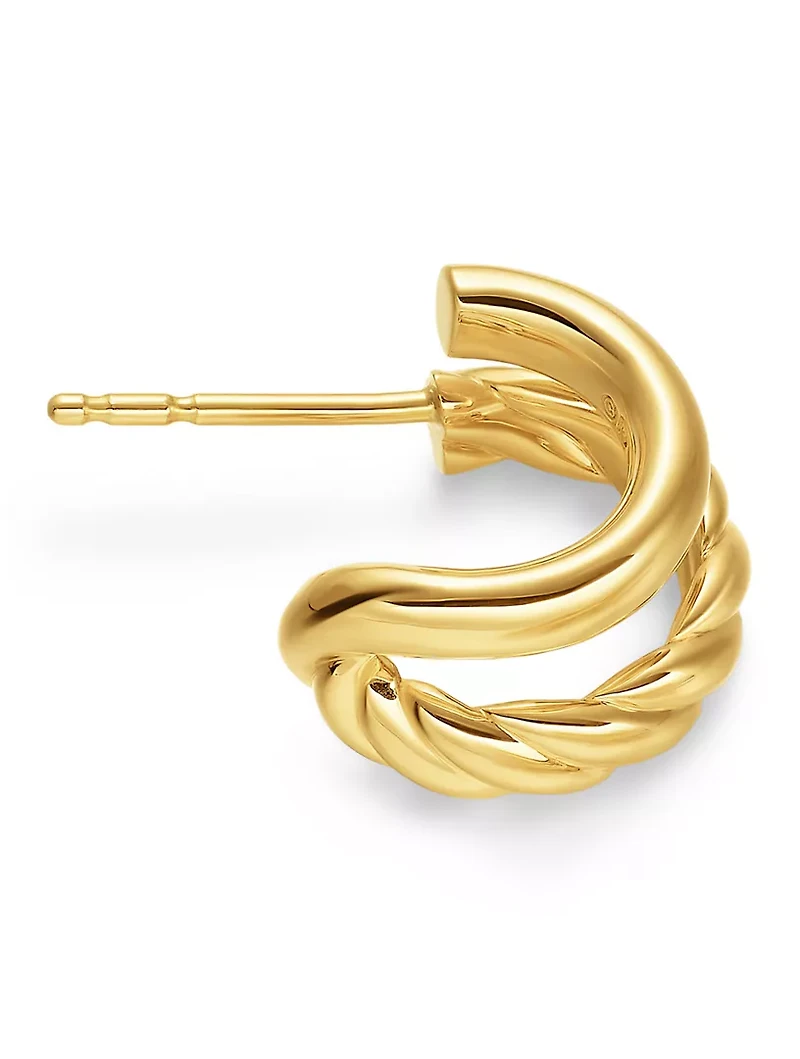 Dy Mercer® Double Hoop Huggie Earrings In 18k Yellow Gold, 13.5mm