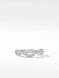 Stax Chain Link Ring 18k White Gold With Pavé Diamonds