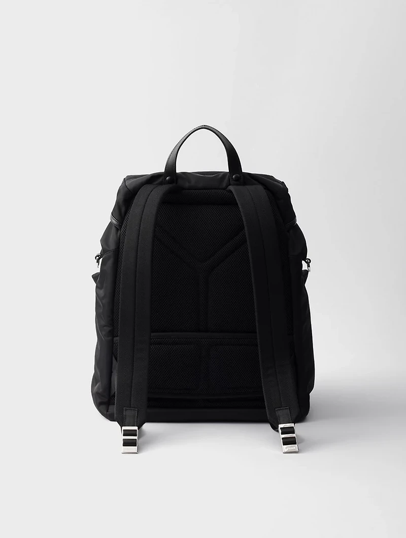 Re-nylon And Leather Backpack