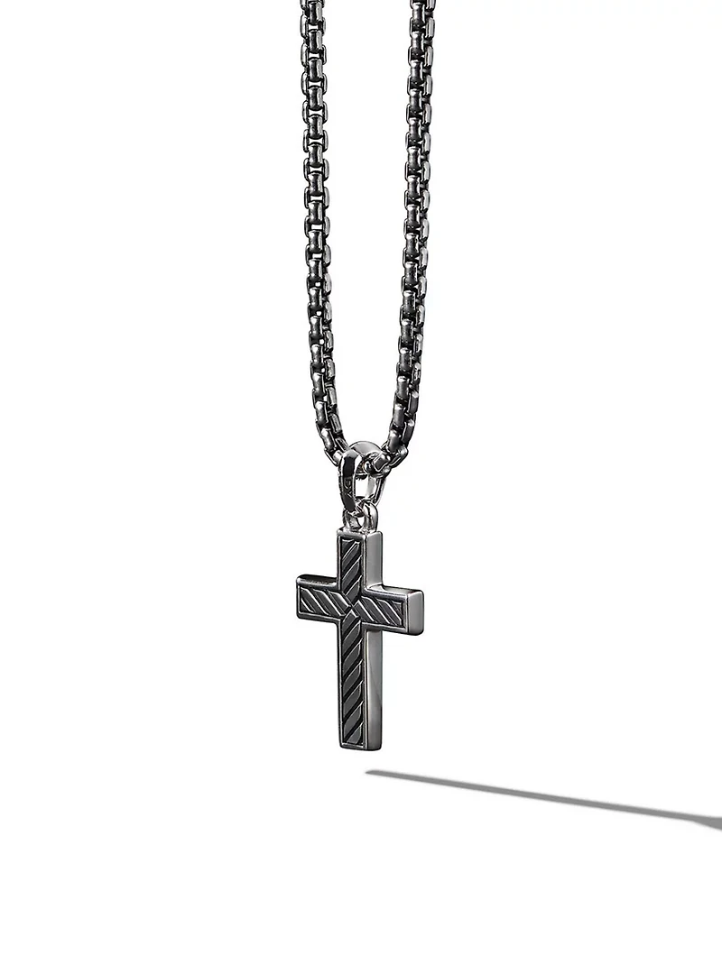 Exotic Stone Cross In Sterling Silver With Black Onyx