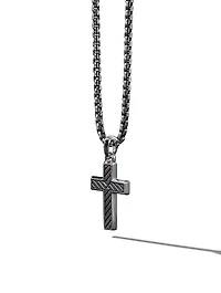 Exotic Stone Cross In Sterling Silver With Black Onyx