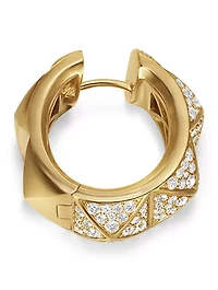 Pyramid Hoop Earrings In 18k Yellow Gold With Diamonds