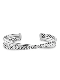 Crossover Two Row Cuff Bracelet Sterling Silver, 10.7mm