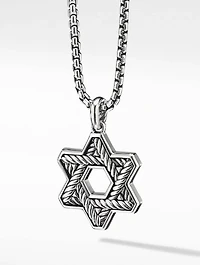 Streamline® Star Of David Pendant In Sterling Silver With Pavé Black Diamonds
