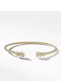 Petite Starburst Cable Bracelet 18k Yellow Gold With Pavé Diamonds
