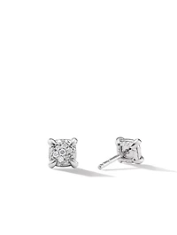 Petite Chatelaine® Stud Earrings In 18k White Gold With Pavé Diamonds