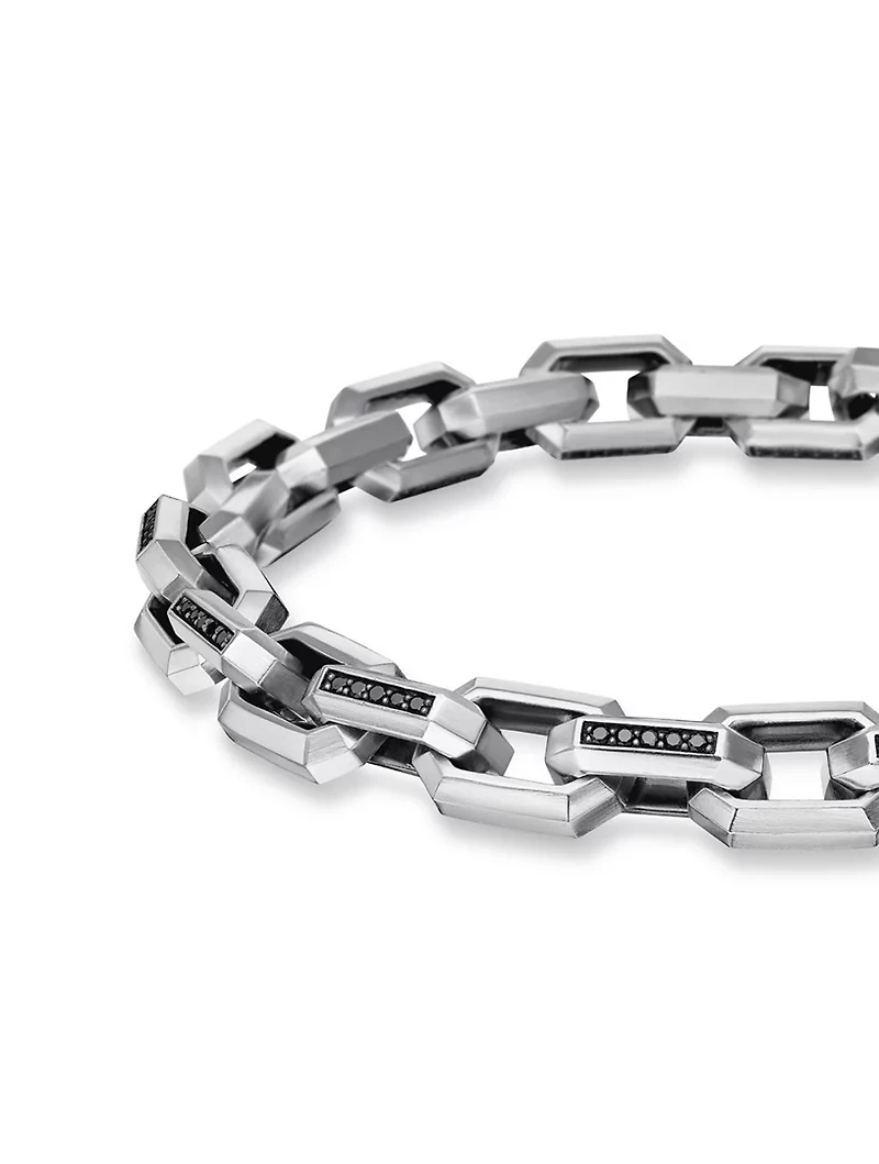 Streamline® Heirloom Chain Link Bracelet Sterling Silver With Pavé Black Diamonds, 7.5mm