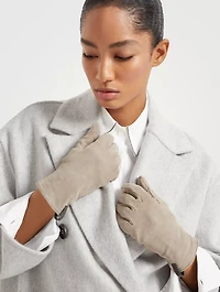 Suede Gloves With Monili