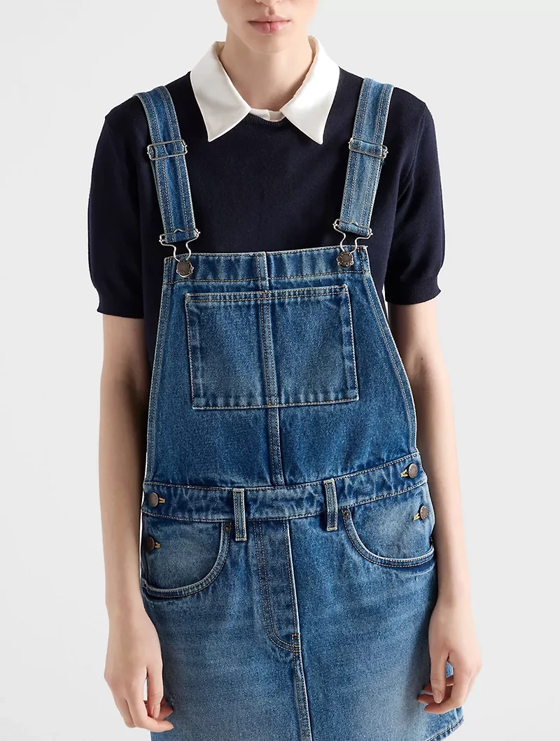 Denim Bib Overall Mini-dress