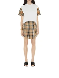 Check Sleeve Cotton T-shirt