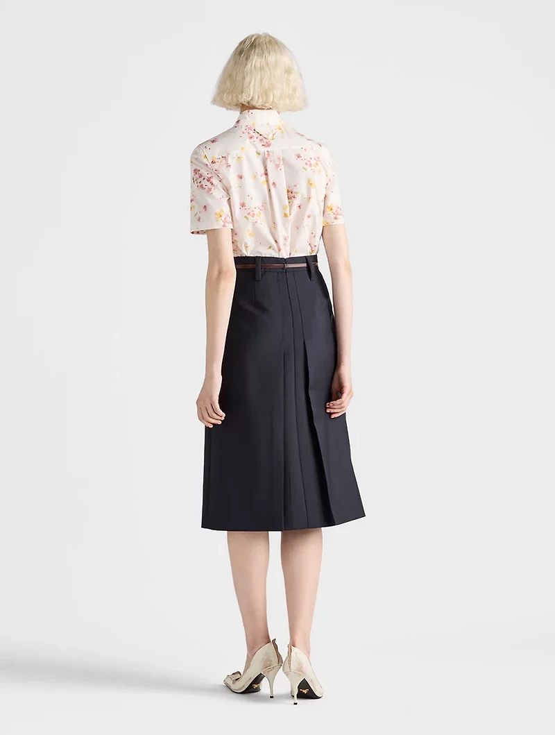 Short-sleeved Floral Print Poplin Shirt