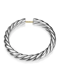 Sculpted Cable Hoop Earrings In Sterling Silver, 38mm