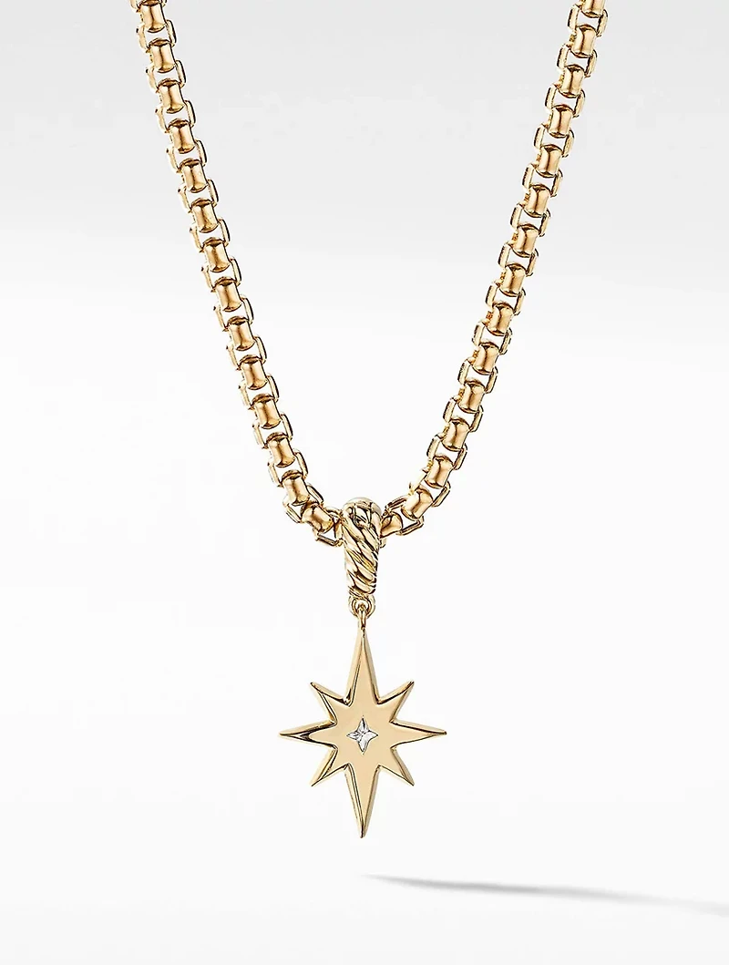 North Star Birthstone Amulet In 18k Yellow Gold With Center Diamond