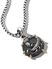 Scorpio Amulet In Sterling Silver With 18k Yellow Gold