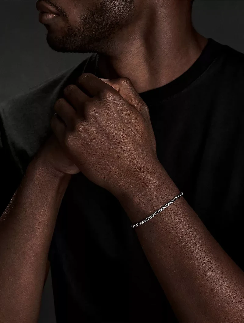 Open Station Box Chain Bracelet Sterling Silver