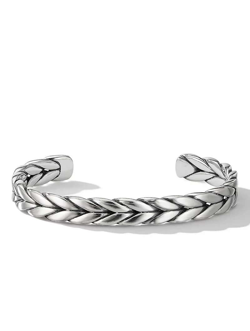Chevron Woven Cuff Bracelet Sterling Silver