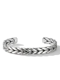 Chevron Woven Cuff Bracelet Sterling Silver