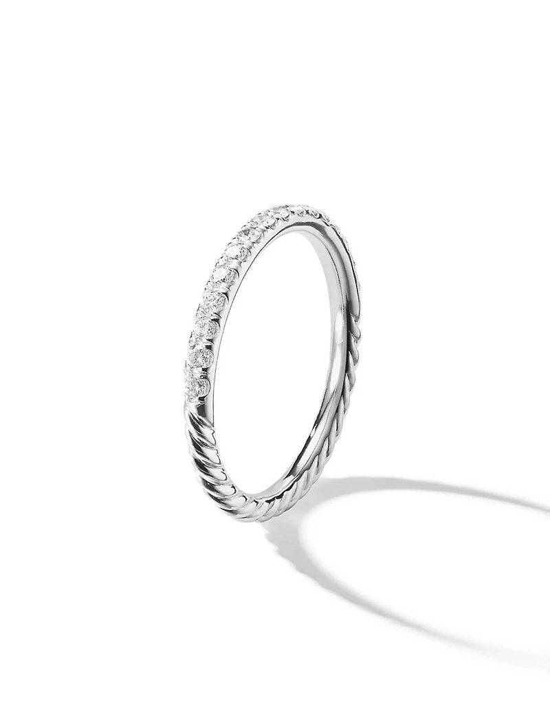 Cable Collectibles® Stack Ring 18k White Gold With Pavé Diamonds