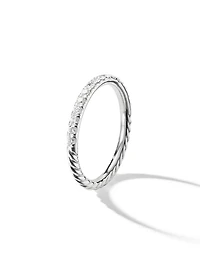Cable Collectibles® Stack Ring 18k White Gold With Pavé Diamonds