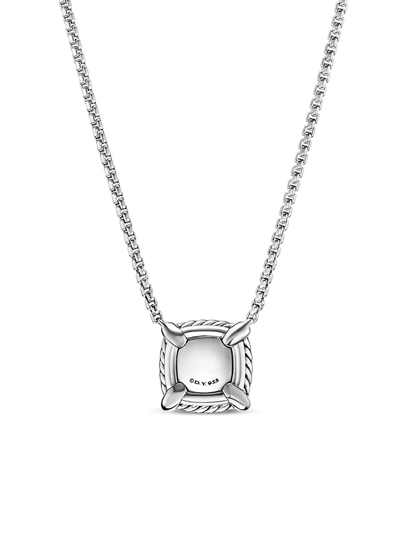 Petite Chatelaine® Pavé Bezel Pendant Necklace In Sterling Silver With Morganite And Diamonds, 7mm