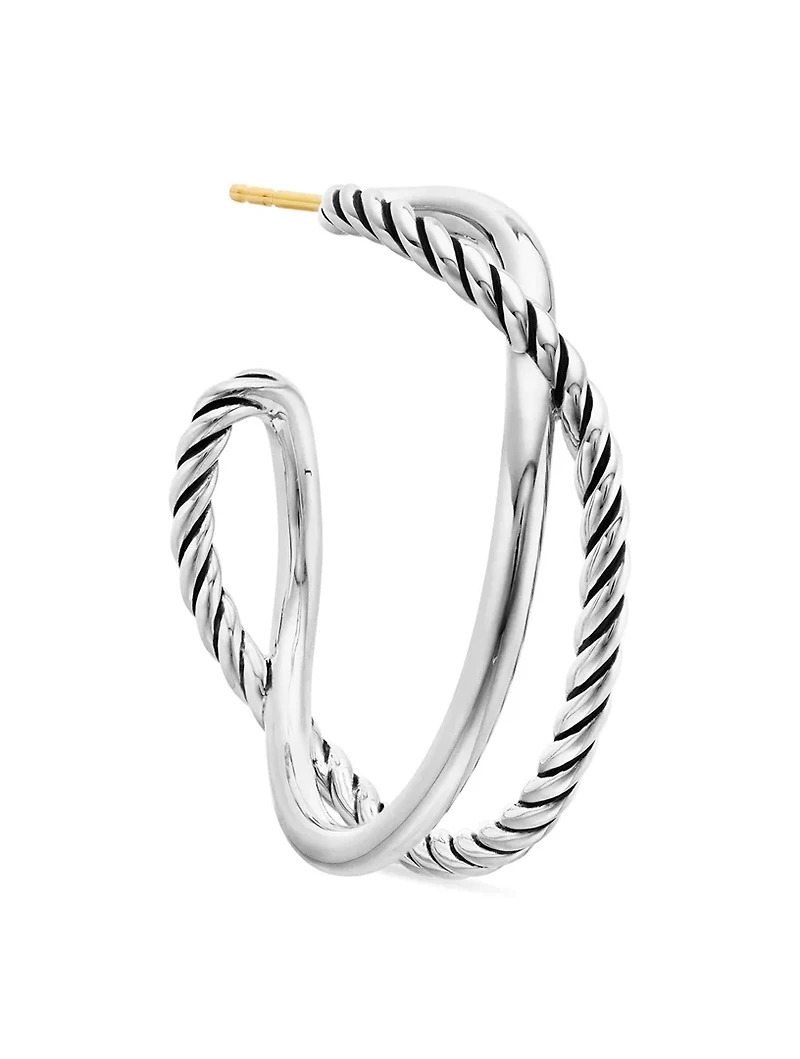 Crossover Hoop Earrings In Sterling Silver, 33.7mm