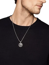 Petrvs® Wolf Amulet In Sterling Silver With Black Diamonds, 21mm
