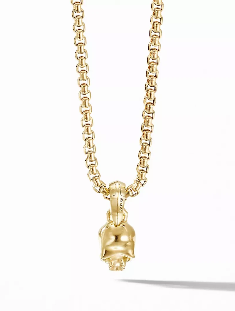 Skull Amulet In 18k Yellow Gold With Pavé Diamonds