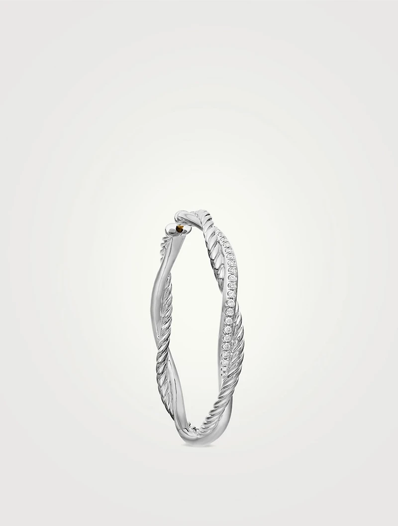 Infinity Hoop Earrings In Sterling Silver With Diamonds, 42mm