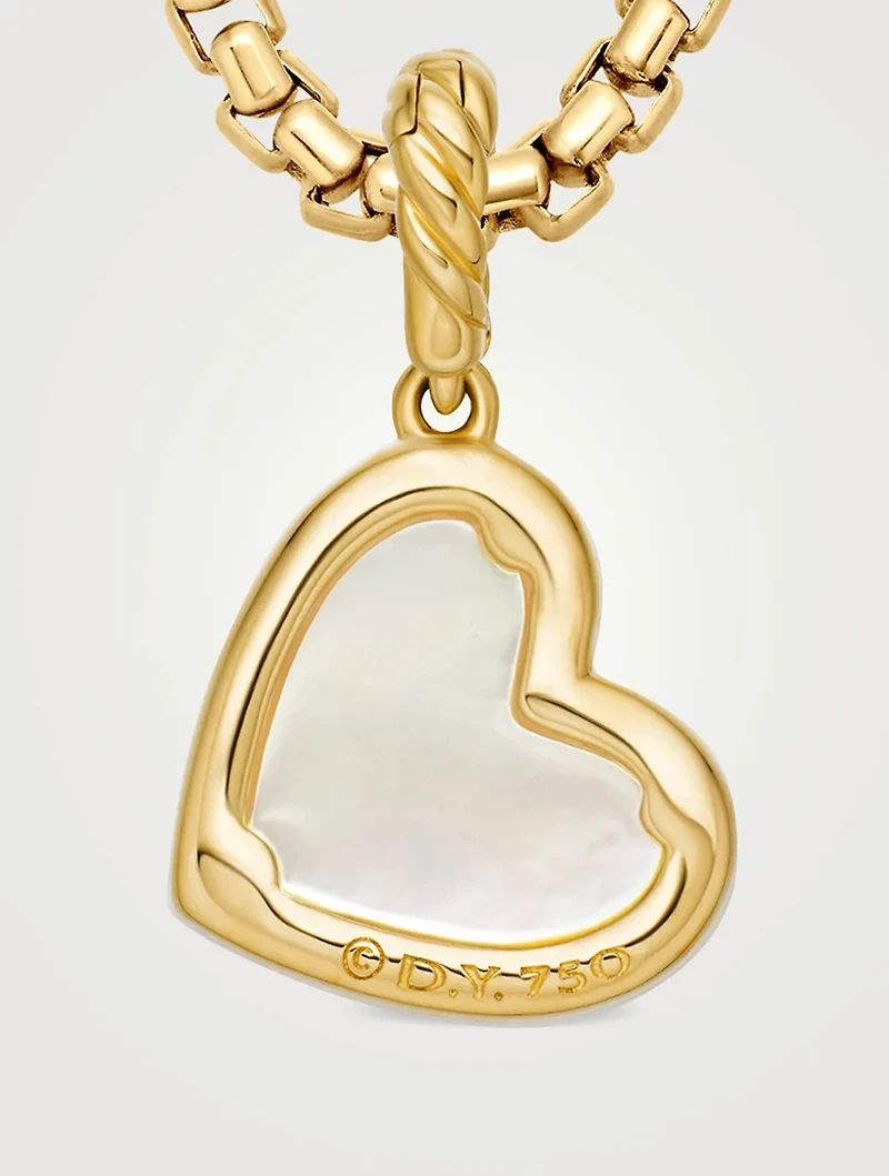 Dy Elements® Heart Pendant In 18k Yellow Gold With Mother Of Pearl And Diamonds, 19.5mm