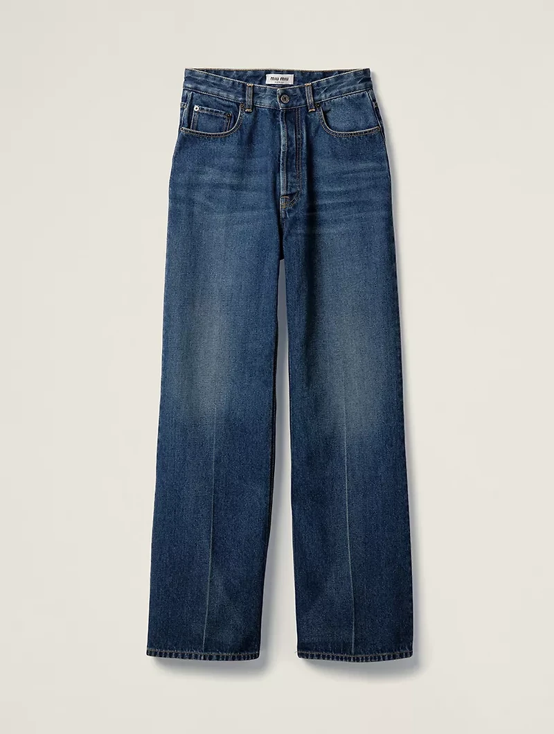 Washed Denim Flared Jeans