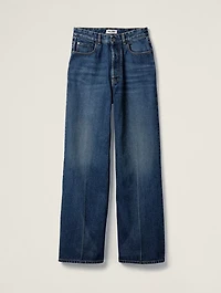 Washed Denim Flared Jeans