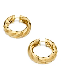 Cable Edge® Hoop Earrings In 18k Yellow Gold, 28.9mm