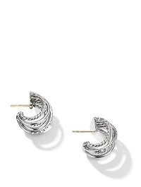 Crossover Shrimp Earrings In Sterling Silver With Pavé Diamonds