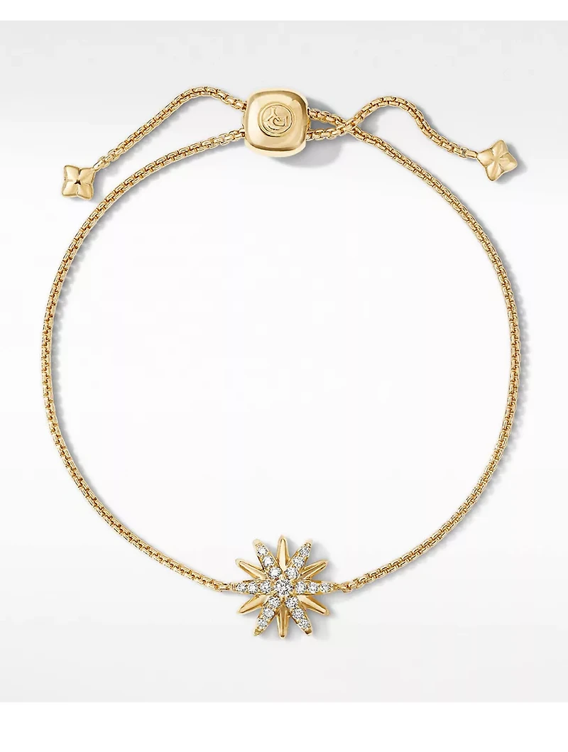Starburst Station Chain Bracelet In 18k Yellow Gold With Pavé Diamonds
