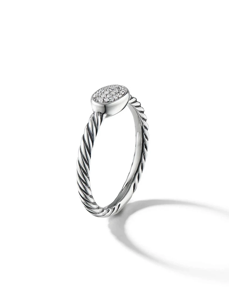 Cable Collectibles® Oval Stack Ring Sterling Silver With Pavé Diamonds