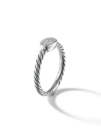 Cable Collectibles® Oval Stack Ring Sterling Silver With Pavé Diamonds
