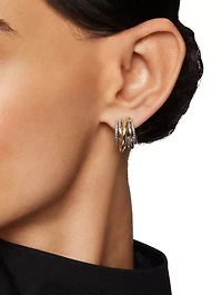 Crossover Shrimp Earrings In Sterling Silver With 18k Yellow Gold, 19.5mm