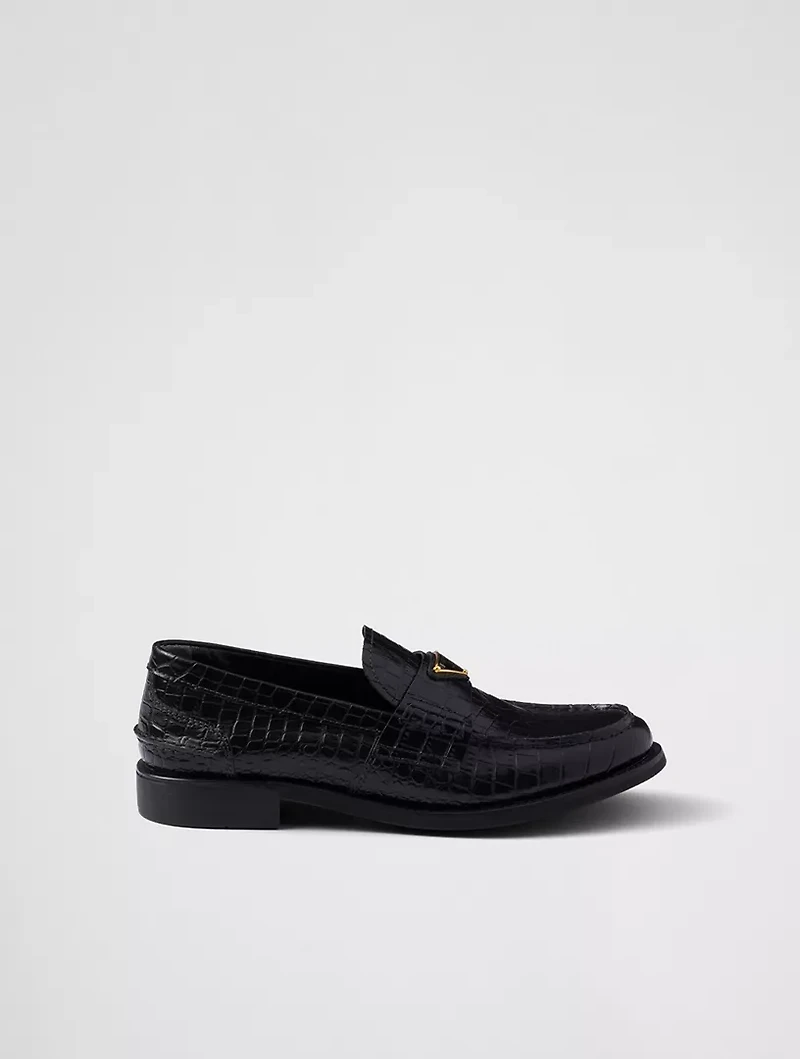 Croco-print Leather Loafers